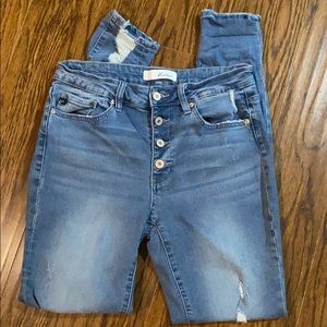 Kancan distressed buttonfly jeans size 28/9.